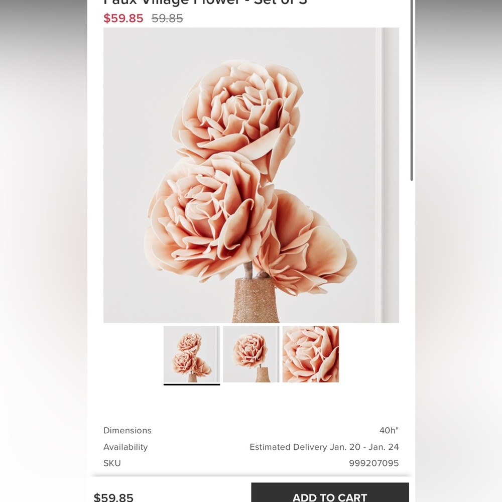 Set of 3 pink flowers from Z Gallerie